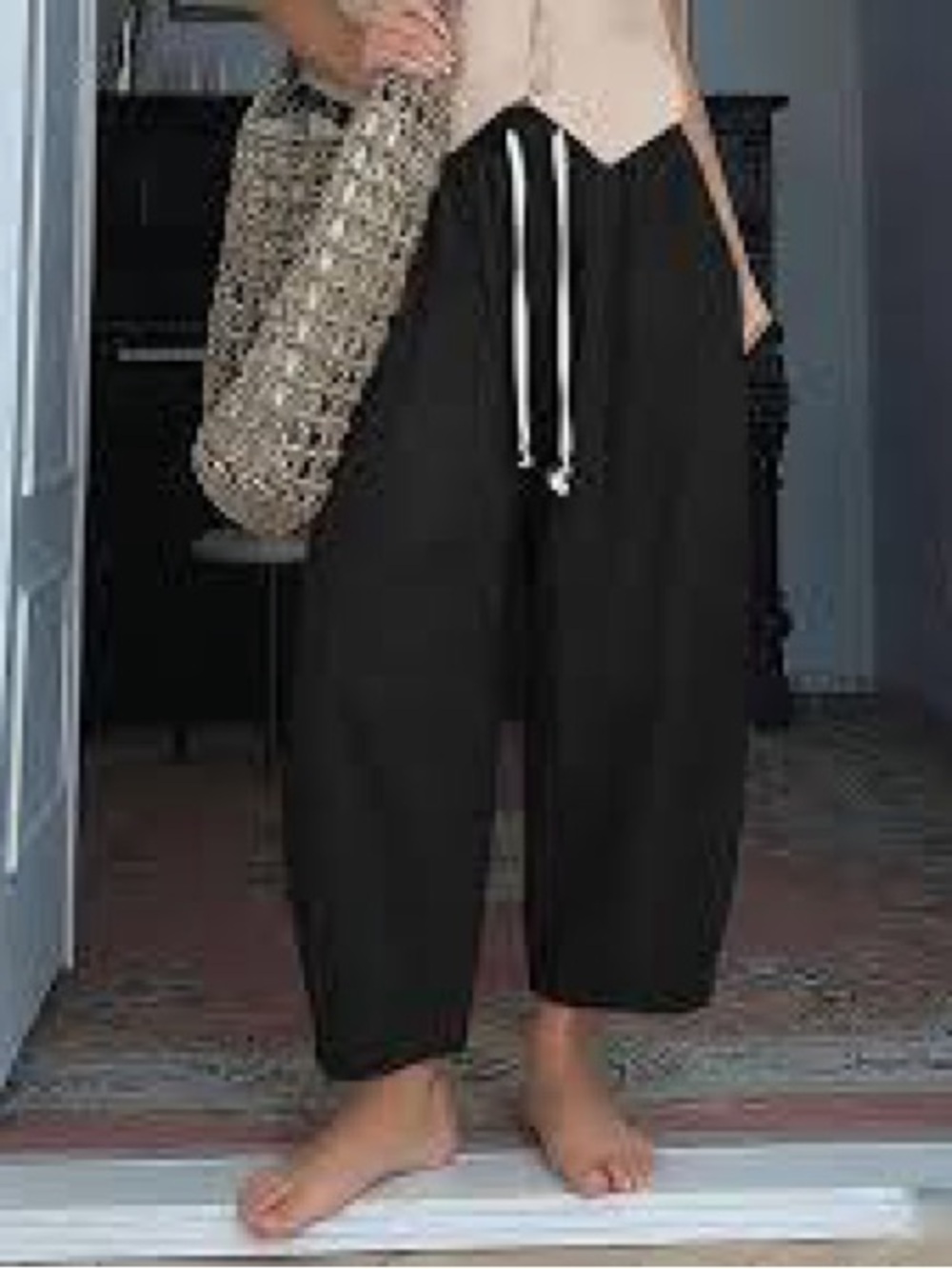 Free People Intimately Check It Out Wide Leg Pants Black Size XS Loungewear